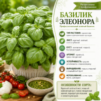 Базилик Элеонора зеленый крупнолистный быстрорастущий